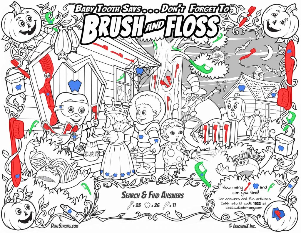 Halloween Dental Colorings, Activities and Games for Kids!